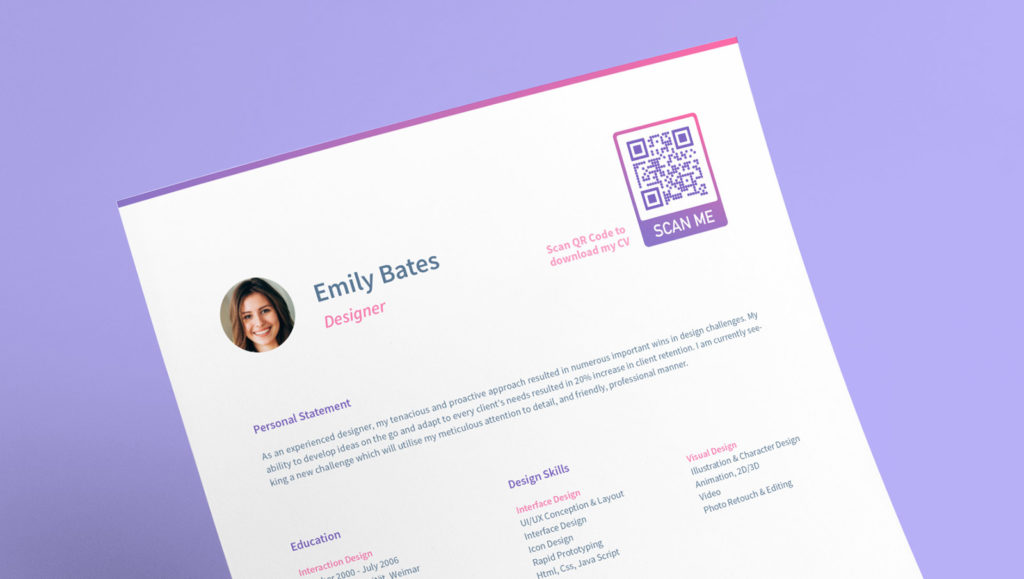 QR Code idea on a resume